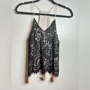 bleuh ciel Black and Cream Lace Camisole